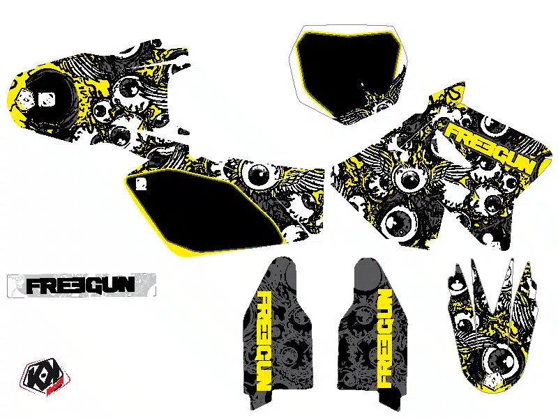 Kit Deco Moto Cross Freegun Eyed Suzuki 125 RM Jaune 2001-2002 – Image 2