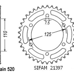Couronne Acier 41 Dents - Pas 520 - Similaire JTR1397 1985-1992