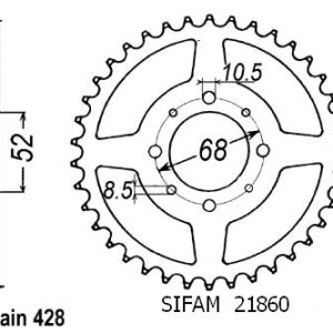 Couronne Acier 42 Dents - Pas 428 - Similaire JTR802 1981-1983