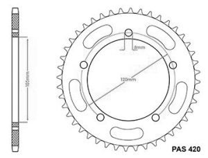 Couronne Acier 44 Dents - Pas 420 - Similaire JTR2068 1997-1999