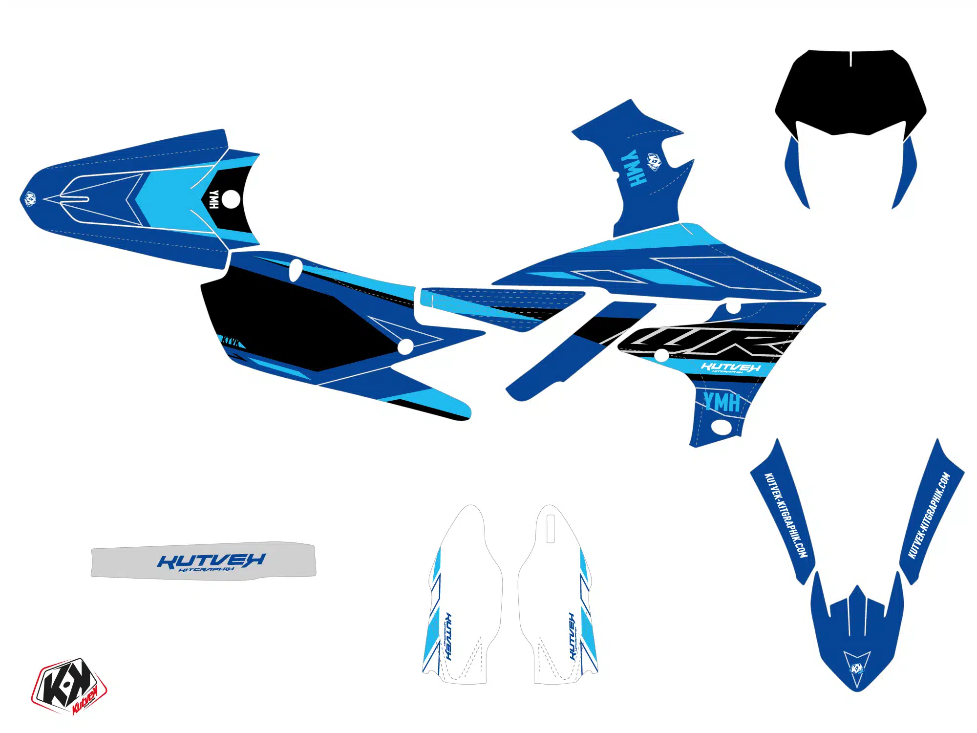 Kit Deco Moto Cross Outline Yamaha 250 WRF Cyan 2006 – Image 2