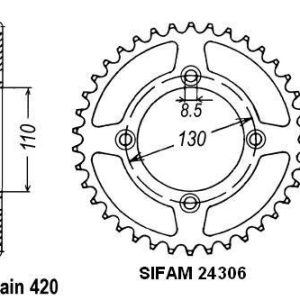 Couronne Alu. 47 Dents - Pas 420 - Similaire JTA130