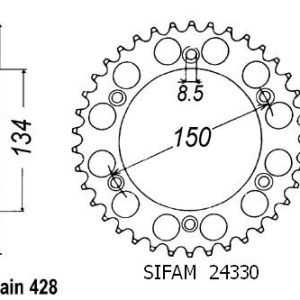 Couronne Acier 48 Dents - Pas 428 - Similaire JTR459