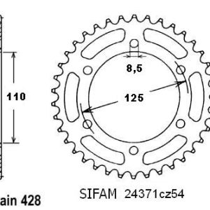 Couronne Acier 52 Dents - Pas 428 - Similaire JTR4371