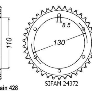 Couronne Acier 46 Dents - Pas 428 - Similaire JTR1870 1994-1999