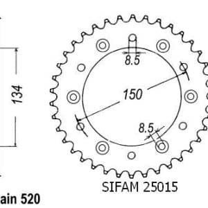 Couronne Acier 45 Dents - Pas 520 - Similaire JTR460 1991-1992