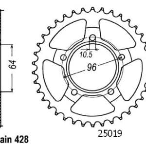 Couronne Acier 53 Dents - Pas 428 - Similaire JTR242 1982-1989