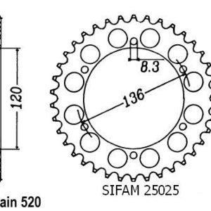Couronne Acier 41 Dents - Pas 520 - Similaire JTR846 1987-1992