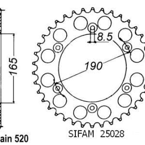 Couronne Acier 50 Dents - Pas 520 - Similaire JTR896 1986-1992