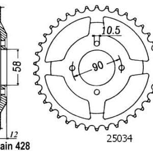 Couronne Acier 50 Dents - Pas 428 - Similaire JTR271 1989-2003