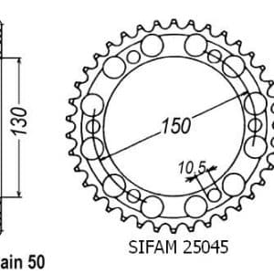 Couronne Acier 41 Dents - Pas 530 - Similaire JTR859 1984-1985