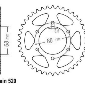 Couronne Acier 40 Dents - Pas 520 - Similaire JTR473