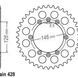 Couronne Acier 50 Dents - Pas 428 - Similaire JTR805 1984-2013
