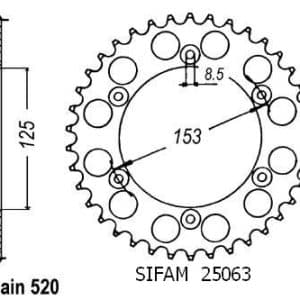 Couronne Alu. 47 Dents - Pas 520 - Similaire JTA210