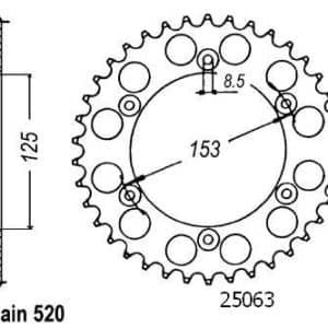 Couronne Acier 50 Dents - Pas 520 - Similaire JTR210