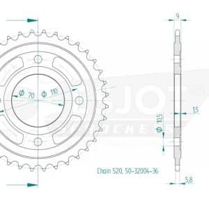 Couronne Acier 36 Dents - Pas 520