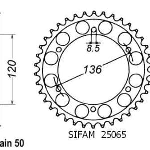 Couronne Acier 44 Dents - Pas 530 - Similaire JTR862 1984-1991