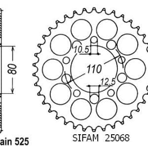 Couronne Acier 40 Dents - Pas 525 - Similaire JTR1332 1992-2003