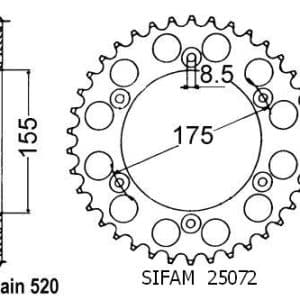 Couronne Acier 52 Dents - Pas 520 - Similaire JTR510 1987-1988