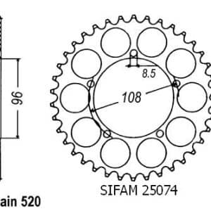Couronne Acier 40 Dents - Pas 520 - Similaire JTR16 1990-1992