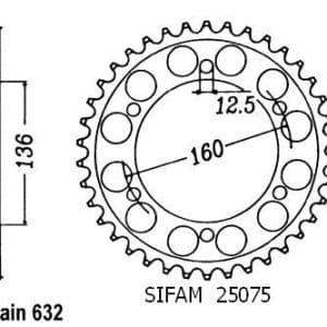 Couronne Acier 40 Dents - Pas 632 - Similaire JTR500 1986-1989