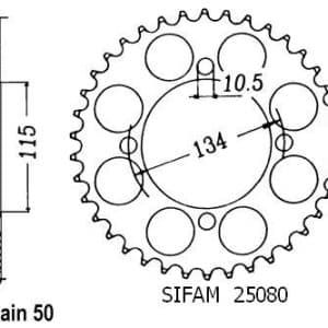 Couronne Acier 46 Dents - Pas 530 - Similaire JTR718 1987-1990