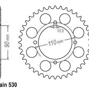 Couronne Acier 38 Dents - Pas 530 - Similaire JTR840