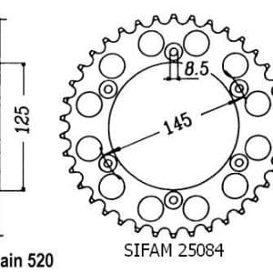 Couronne Acier 46 Dents - Pas 520 - Similaire JTR698 1993-1995