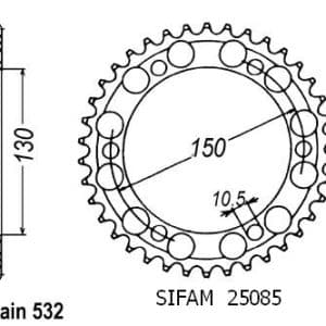 Couronne Acier 38 Dents - Pas 532 - Similaire JTR866 1995-1998