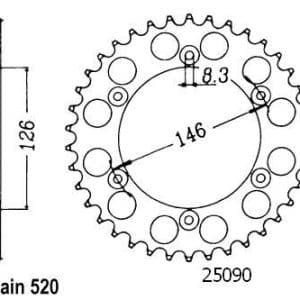 Couronne Acier 41 Dents - Pas 520 - Similaire JTR808 2005-2009