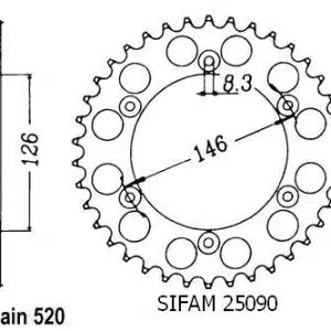 Couronne Acier 48 Dents - Pas 520 - Similaire JTR808 1999-2003
