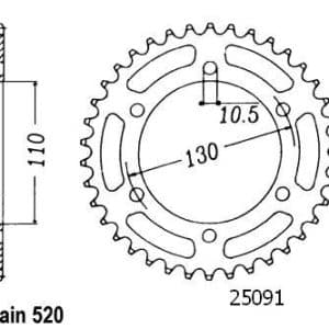 Couronne Acier 41 Dents - Pas 520 - Similaire JTR486 1994-2023