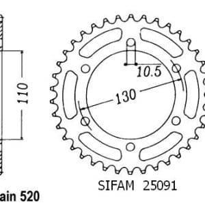 Couronne Acier 47 Dents - Pas 520 - Similaire JTR486