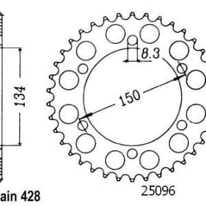 Couronne Acier 48 Dents - Pas 428 - Similaire JTR463 1986-2003
