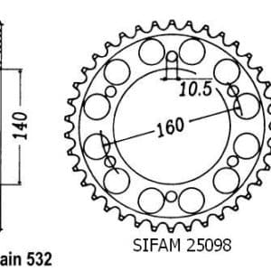 Couronne Acier 45 Dents - Pas 532 - Similaire JTR503 1988-1991
