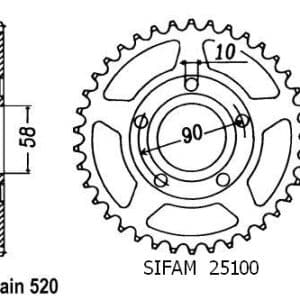 Couronne Acier 40 Dents - Pas 520 - Similaire JTR604 1990-1994