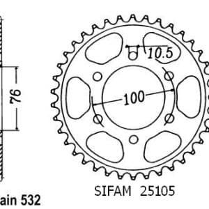 Couronne Acier 52 Dents - Pas 532 - Similaire JTR827 1988-1996
