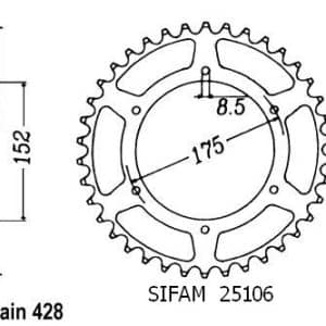 Couronne Acier 52 Dents - Pas 428 - Similaire JTR839