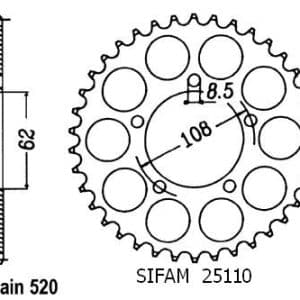 Couronne Acier 40 Dents - Pas 520 - Similaire JTR21 1989-1999