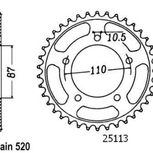 Couronne Acier 39 Dents - Pas 520 - Similaire JTR823
