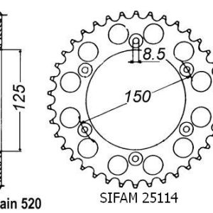 Couronne Alu. 49 Dents - Pas 520 - Similaire JTA897 2016-2024