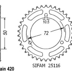 Couronne Acier 45 Dents - Pas 420 - Similaire JTR216