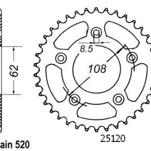 Couronne Acier 39 Dents - Pas 520 - Similaire JTR701 1990-2010