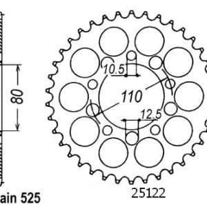 Couronne Acier 40 Dents - Pas 525 - Similaire JTR1332 1992-2003