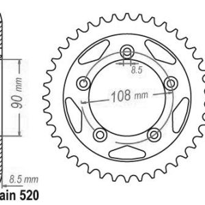 Couronne Acier 38 Dents - Pas 520 - Similaire JTR491 1986-1992