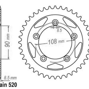 Couronne Acier 40 Dents - Pas 520 - Similaire JTR491 1989