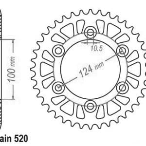 Couronne Alu. 36 Dents - Pas 520 - Similaire JTA735