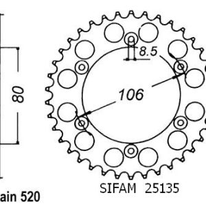 Couronne Acier 45 Dents - Pas 520 - Similaire JTR22 1998-2007