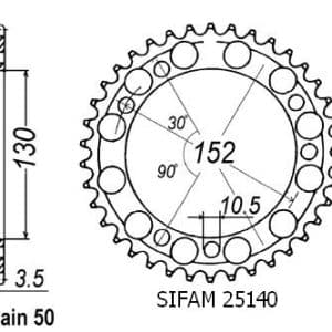 Couronne Acier 46 Dents - Pas 530 - Similaire JTR729 1990-2000