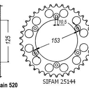 Couronne Acier 45 Dents - Pas 520 - Similaire JTR288